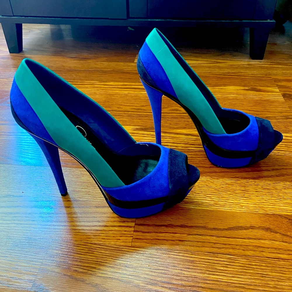 Jessica Simpson Blue Suede Platforms